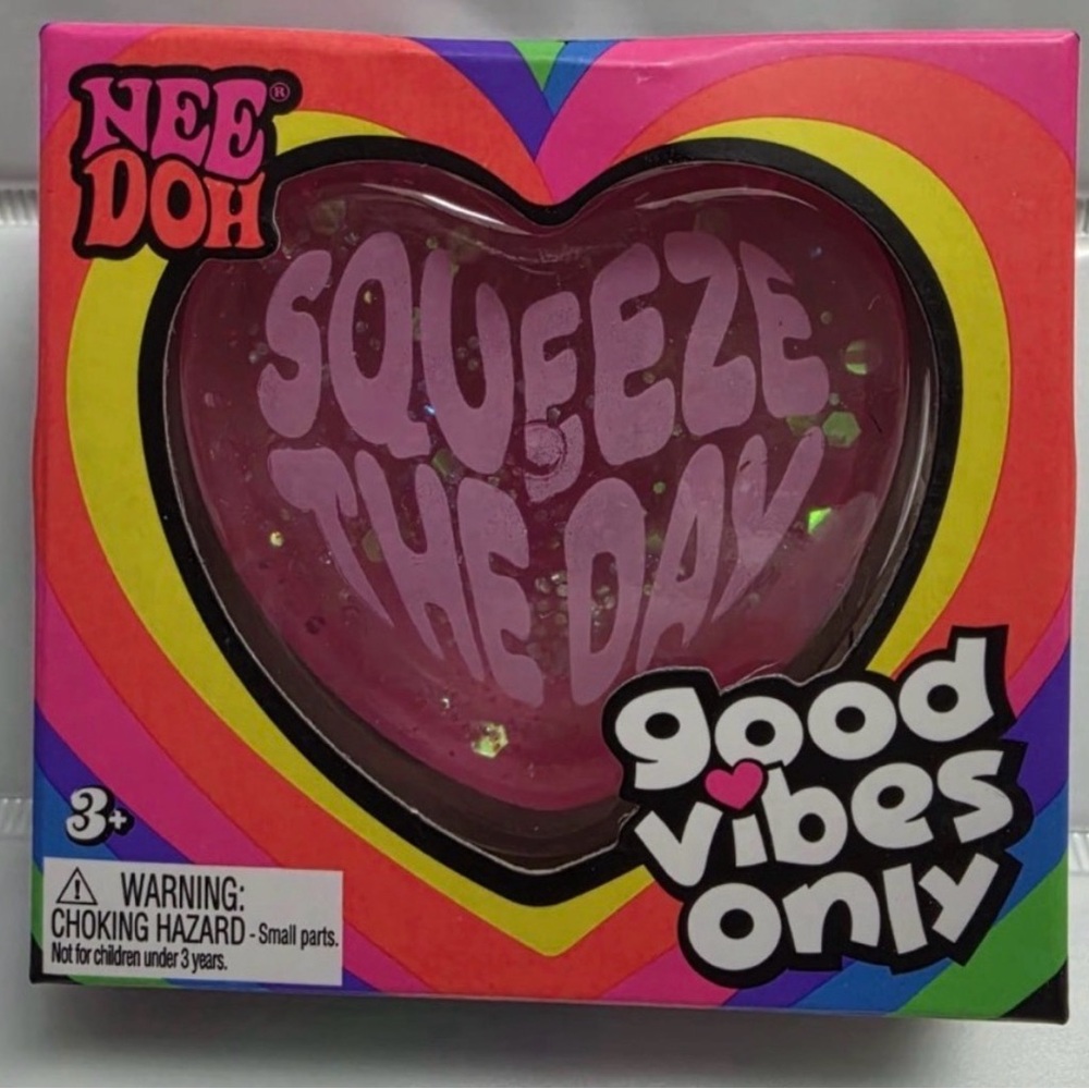 Needoh Pink Heart Squeeze Toy - Good Vibes Only. Authentic. Same day ship